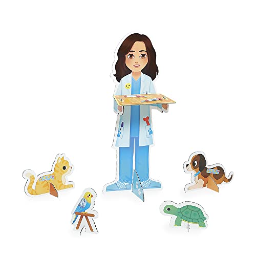 JANOD Día… El Veterinario-Juguete de Imitación de Profesión-Incluye 40 Accesorios-Figuras Grandes de 65 cm-Imaginación-Certificado FSC-A partir de 3 Años, J06622, multicolor (JURATOYS