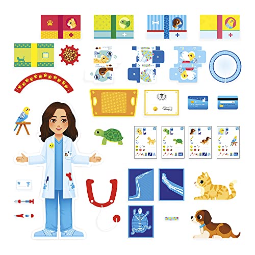 JANOD Día… El Veterinario-Juguete de Imitación de Profesión-Incluye 40 Accesorios-Figuras Grandes de 65 cm-Imaginación-Certificado FSC-A partir de 3 Años, J06622, multicolor (JURATOYS