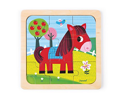 Janod J07063 Wooden puzzle 9 pieces, Tornado Horse