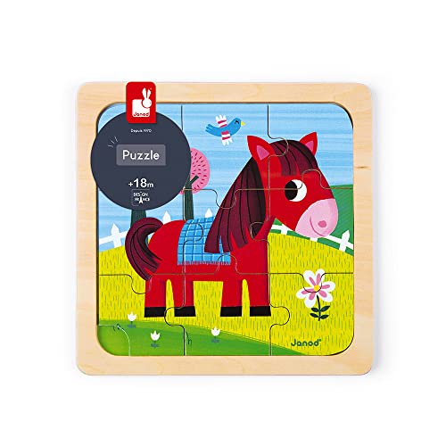 Janod J07063 Wooden puzzle 9 pieces, Tornado Horse