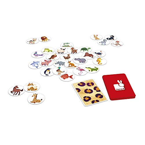 Janod - Karacteristiks - Juego de Mesa Educativo para Niños - Tema Animales - Juego de Rapidez - 2 a 6 jugadores - Certificado FSC - A partir de 3 Años, J02621