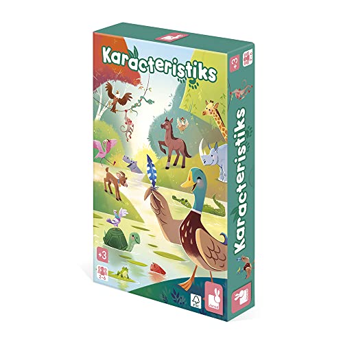 Janod - Karacteristiks - Juego de Mesa Educativo para Niños - Tema Animales - Juego de Rapidez - 2 a 6 jugadores - Certificado FSC - A partir de 3 Años, J02621