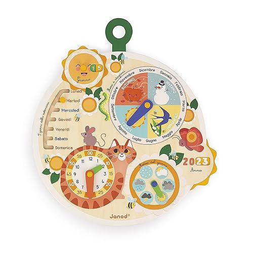 Janod Rueda del Tiempo Calendario niños-Juego Educativo-Juguete de Madera FSC-A Partir de 3 años, J09624, Multicolor (JURATOYS