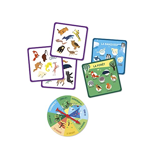 Janod - Speedo Memo Animales - Juego de Mesa para Niños - Juego de Memoria y Rapidez - Juego de Ambiente de 2 a 6 Jugadores - 56 Cartas - Idioma Francés - A partir de 6 Años, J02461