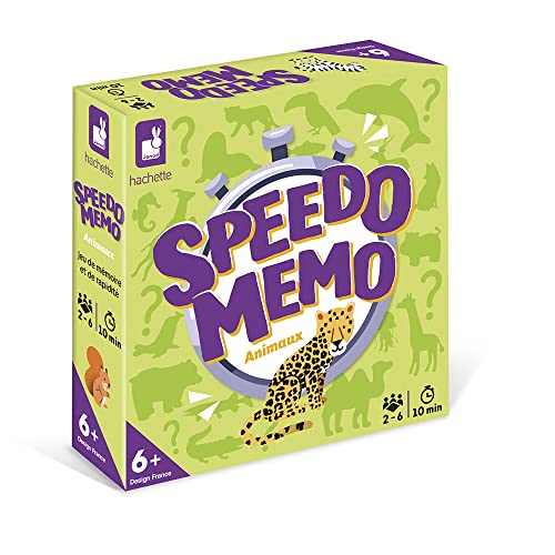 Janod - Speedo Memo Animales - Juego de Mesa para Niños - Juego de Memoria y Rapidez - Juego de Ambiente de 2 a 6 Jugadores - 56 Cartas - Idioma Francés - A partir de 6 Años, J02461