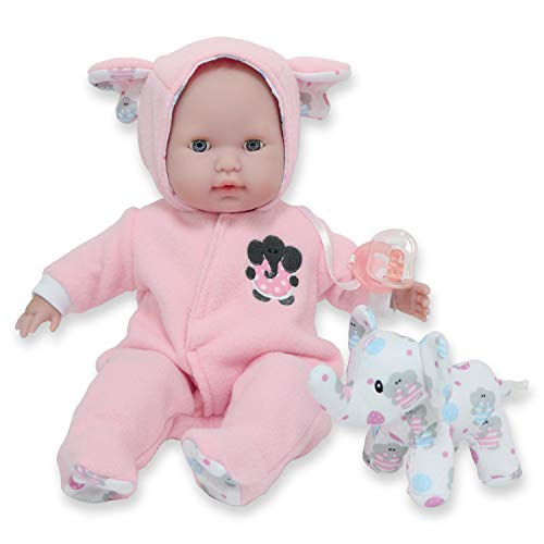 JC Toys- Muñeca Berenguer Boutique de 38 cm, de Cuerpo Blando, Sus Ojos se abren y cierran, Incluye Ropa y Peluche Elefante, Rosa, diseñado por Berenguer, 2 años