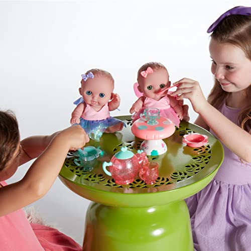 JC TOYS- Twins Lil’ Cutesies de 21 cm de Vinilo Suave, vestidas de Hada, Juego de té y Mesa, adorables, Ideal para Jugar, diseñado por Berenguer, 2 años