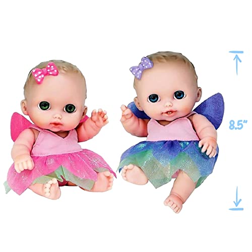 JC TOYS- Twins Lil’ Cutesies de 21 cm de Vinilo Suave, vestidas de Hada, Juego de té y Mesa, adorables, Ideal para Jugar, diseñado por Berenguer, 2 años