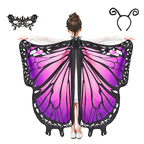 JEPOZRA Mariposa Chal Alas Kit de Valor Niños Disfraces Navidad Juguetes Halloween Fiesta Traje Cosplay Diseño Ideas Kit,Máscara y casco incluidos