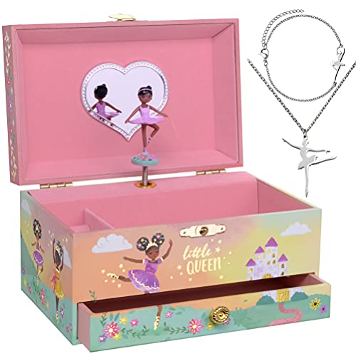 Jewelkeeper - Caja Musical de Bailarina y joyero de Pequeñas Niñas - 3 regalos de Bailarina para niñas - diseño de la Pequeña Reina