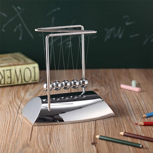 JIAMIAN Péndulo de Newton, Bola de Equilibrio Cradle de Newton, 5 Bolas, demuestran Las leyes de Newton con Bolas oscilantes Ciencia física Rompecabezas