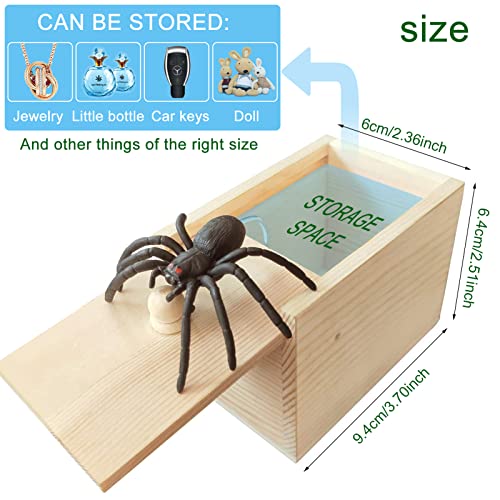 JIASHA 2 PCS Araña Broma Caja, Caja de Araña Caja de Araña Broma De Madera Araña Madera Araña Asustar Caja Caja de Araña Juguetes de Madera de Sorpresa, para Halloween Fiesta Regalos