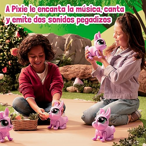 Jiggly Pets - My Walking Rabbit, Pixie The Rabbit, Conejito Interactivo, Mascota de Goma blandita Que anda y Canta, con Efectos de Sonido, Juguete para niños y niñas Desde 4 años, Famosa, (JGG01000)