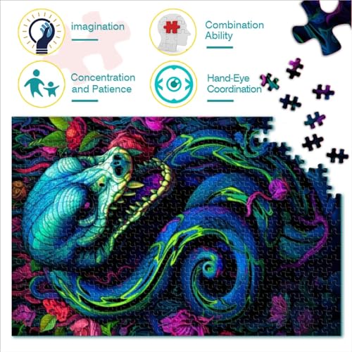 Jigsaw Puzzle for Kids Colorful Art Snake 1000 Pieces Jigsaw Puzzles for Adults Puzzles Premium 100% Recycled Board for Adults & Kids Age 12 Years Up Puzzles Gifts （26x38cm）