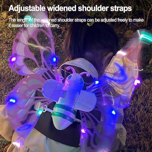 JINGAN Alas de Hadas con luz eléctrica, Alas de Princesa con Luz Led, Disfraz de Hada de Halloween para Juegos de rol de Fiesta, Cosplay de Princesa para niñas a Partir de 3 años para Fiesta