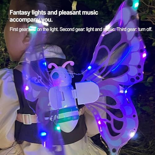 JINGAN Alas de Hadas con luz eléctrica, Alas de Princesa con Luz Led, Disfraz de Hada de Halloween para Juegos de rol de Fiesta, Cosplay de Princesa para niñas a Partir de 3 años para Fiesta