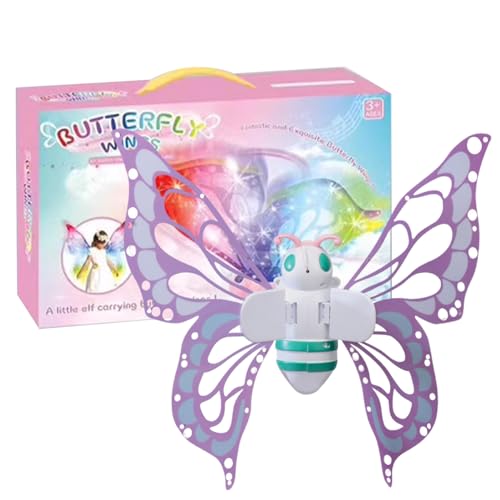 JINGAN Alas de Hadas con luz eléctrica, Alas de Princesa con Luz Led, Disfraz de Hada de Halloween para Juegos de rol de Fiesta, Cosplay de Princesa para niñas a Partir de 3 años para Fiesta