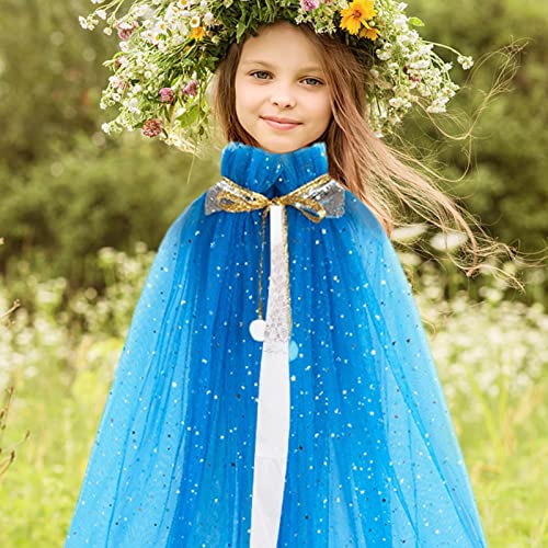 JINGAN princesa para niñas, juego 7 piezas Princess Cape Set Dress Up Clothes, juego joyas, accesorios para trajes capa para niñas para cosplay fiestas para niñas