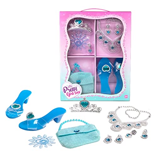 JINGAN Vestir Princesa para Niños - Kit Zapatos Princesa y Joyería Corona para Niña | Zapatos Vestir para Niños Pequeños, Corona, Joyería, Juguetes