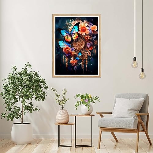 Joechie DIY Diamond Painting Kit Completo, Redes de Ensueño Diamante Kits de Arte para Adultos Principiante, DIY 5D Mariposa Pintura Arte Artesanía para el Hogar Pared Decoración Regalo (30x40cm)