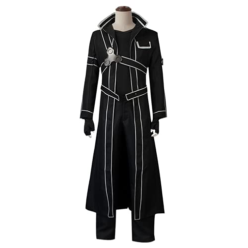 JOJO STYLE Cosplay Trajes Anime Sword Art Online Kirigaya Kazuto Halloween Uniforme Disfraz De Cosplay Ropa Transpirable Incluyendo Toda La Ropa + Accesorios,Negro,XL