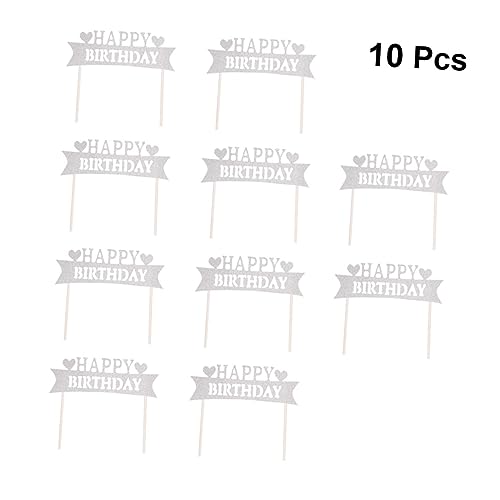 jojofuny 10 Piezas Toppers Suministros De Pastel Pastel De Fiesta Banner Topper Cumpleaños Decoraciones De Pastel De Boda Cumpleaños Niños Postre Topper Carta Pastel Lindo Brillo Cupcake