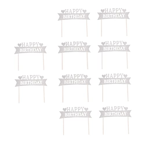 jojofuny 10 Piezas Toppers Suministros De Pastel Pastel De Fiesta Banner Topper Cumpleaños Decoraciones De Pastel De Boda Cumpleaños Niños Postre Topper Carta Pastel Lindo Brillo Cupcake