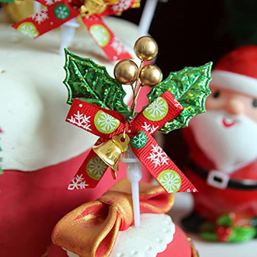 jojofuny Fiesta de Frutas Azar Centro Mesa Cuake Cono Arco Conos Decoraciones de Flores de Navidad D Baya para Topper Insertar Hoja/Bowknot Pinecone Pick Toppers Palos Campana Holly