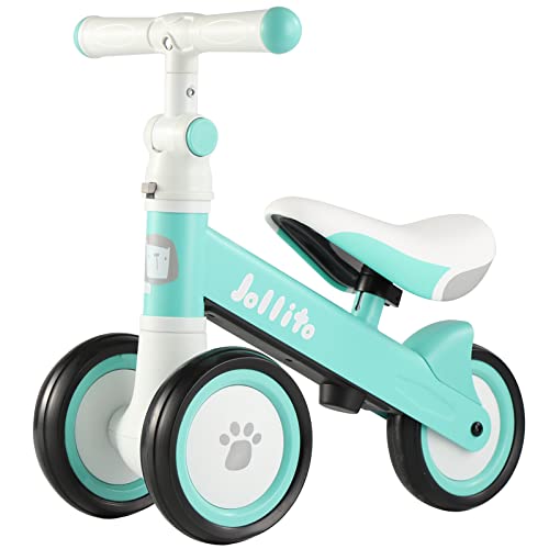 JOLLITO Baby Balance Bike, Adjustable Toddler Baby Bicycle 12-24 Months with 3 Silent Wheels, No Pedal Toddlers Walker Bike Riding Toy for 1 Year Old Boys Girls