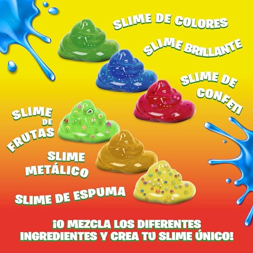JOYA CREATIVE Laboratorio Slime + 30 Piezas: Kit de Slime con 6 Tipos Únicos Incluyendo Slime Metálico Niños a Partir de 6 Años | Caja Incluida | ¡Descubre la Magia del DIY Slime Kit!