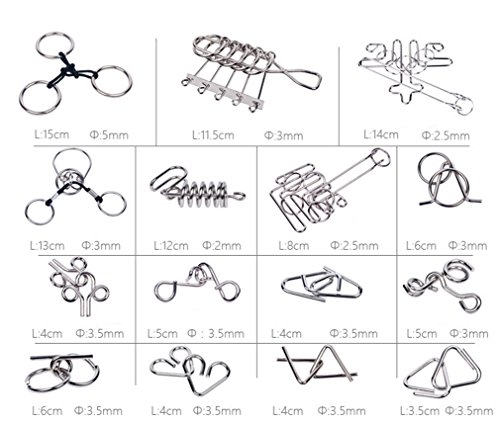 Joyeee 30 Piezas Alambre de Metal Enigma Brain Teaser 3D Rompecabezas del Cerebro del Metal Juego Puzle - Juguete Educativo Clásico Inteligencia para los Adultos y los Cabritos