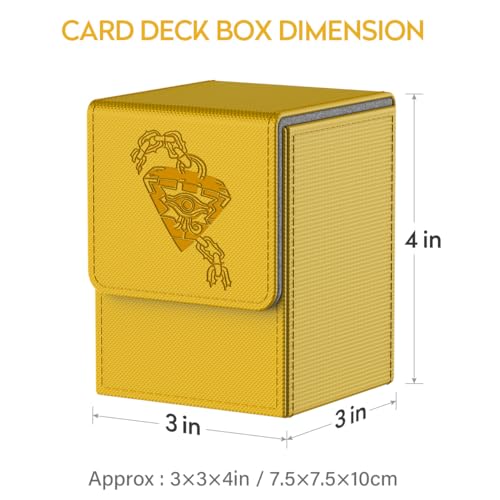 JoyHood Deck Box Compatible con Cartas YGO, Incluye 2 Card Dividers por Deck Holder Case, Caja Cartas Se Adapta an hasta 110 TCG Tarjeta - Gear-Amarillo