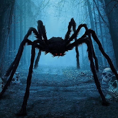 JOYIN 198cm Halloween Hairy Spider Outdoor Decorations, Scary Giant Spider Fake Large Spider Props for Halloween Yard Decorations Party and Outdoor Decor, Black