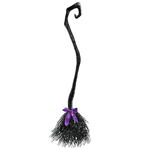 JOYIN Escoba de Bruja de 138cm con Cintas para Niños, Adultos, Halloween, Mujeres, Brujas Malvadas, Disfraces Accesorios Decoraciones de Halloween