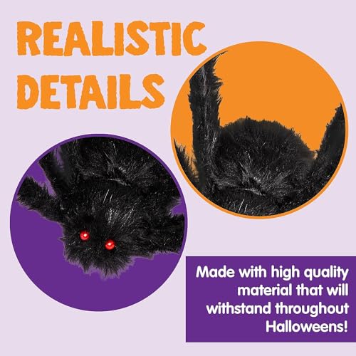 JOYIN Paquete de 2 Decoraciones de Halloween para Exteriores de 5 pies, araña Negra Peluda, araña Gigante aterradora, Accesorios de araña Grandes Falsos para Halloween