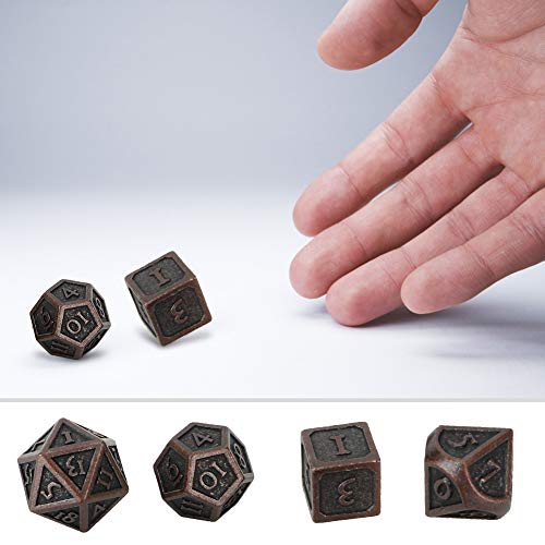 Juego Dados Metal aleación Zinc 7 Piezas, Juego Dados poliédricos Juego Dados D&D Juego de Dados rol para Mazmorras y Dragones RPG DND RPG MTG Juegos Mesa Juego de Cartas de