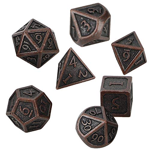 Juego Dados Metal aleación Zinc 7 Piezas, Juego Dados poliédricos Juego Dados D&D Juego de Dados rol para Mazmorras y Dragones RPG DND RPG MTG Juegos Mesa Juego de Cartas de