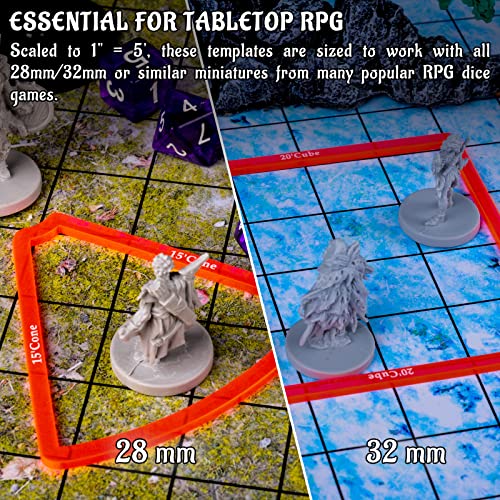 Juego de 15 plantillas para hechizos de área de efecto (incluye cubo, cono, círculo y línea) acrílico AOE marcador de daño Tabtop RPG Gaming Accesorios para mazmorras y dragones, Pathfinder, D&D