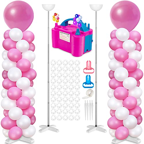 Juego de 2 soportes para globos, soporte para globos kit de soporte para globos bomba de globos metal ajustable, kit de columnas de globos para suelo, kit de columna de globos, fiesta de graduación