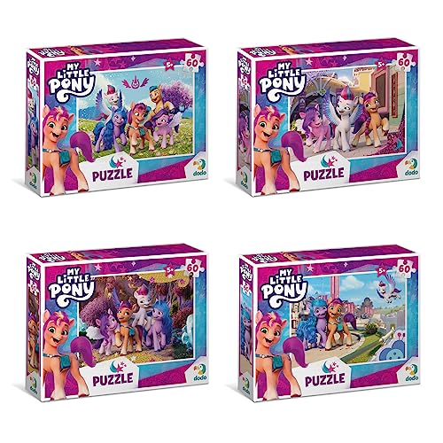 Juego de 4 rompecabezas My Little Pony (200376, 200377, 200378, 200379) para niños de más de 5 años, 60 piezas, regalo educativo perfecto para niños y niñas