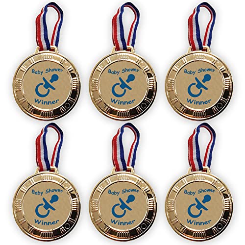 Juego de 6 medallas para fiestas de bebé, premio de baby shower, regalos para baby shower Blu