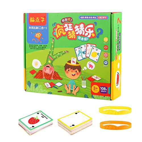 Juego de adivinanzas de imágenes | Juego Heads Up para la familia | 108 tarjetas con imágenes y 2 diademas Juego familiar para niños pequeños Adultos Adolescentes, juegos de cartas para Generic