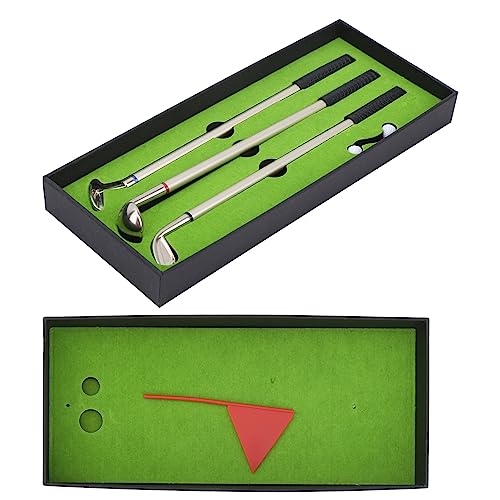 Juego de Bolígrafos de Regalo de Golf, Regalo de Golf Novedoso para Hombres, Papá, Jefe, Compañero de Trabajo con Green, Juego de Golf de Escritorio Fresco, Mini Golf de Mordaza, Juguetes de Escritori