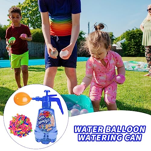 Juego de bomba de globo de agua de 1.5 L, bomba de globo de agua de aire con 500 globos de agua, 3 en 1, botella de spray para niños, juegos de piscina y jardín al aire libre (azul)