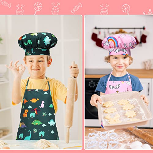 Juego de cocina y repostería para niños, 2 piezas, delantal, gorro de cocinero, disfraz, juego de rol, carrera, juego de rol, disfraz, juguete, Acción de Gracias, niños y niñas