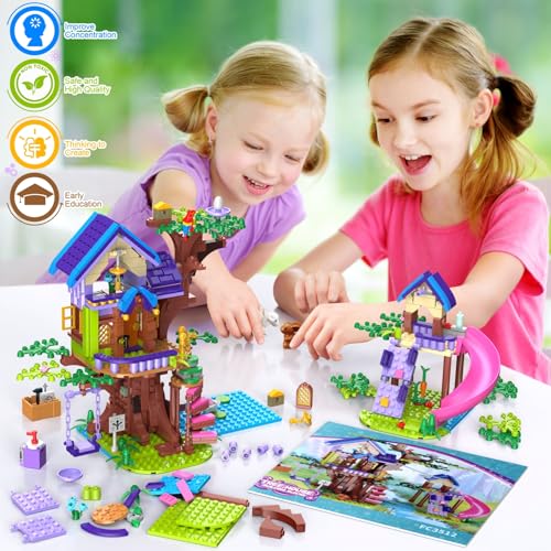 Juego de Construcción en el Arbol con Luces LED, Stem 11 in 1 Amigos Amistad Up Casa Bosque Botánico DIY de Juguete Flor Planta Casa de Sus Sueños, Regalo para Niños 6-14+ Años (751 PCS)