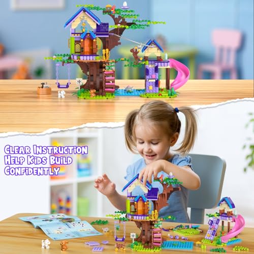 Juego de Construcción en el Arbol con Luces LED, Stem 11 in 1 Amigos Amistad Up Casa Bosque Botánico DIY de Juguete Flor Planta Casa de Sus Sueños, Regalo para Niños 6-14+ Años (751 PCS)