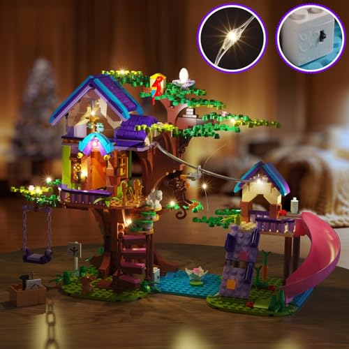 Juego de Construcción en el Arbol con Luces LED, Stem 11 in 1 Amigos Amistad Up Casa Bosque Botánico DIY de Juguete Flor Planta Casa de Sus Sueños, Regalo para Niños 6-14+ Años (751 PCS)