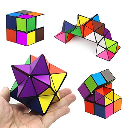 Juego de Cubos mágicos 2 en 1, Multicolor para aliviar el estrés y la ansiedad, 3D Puzzle Magic Star Cube para Adultos y niños