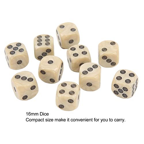 Juego de Dados de 6 Caras, 20 Piezas de Puntos Circulares de Grano de Perla Blanca Dados de Seis Caras de 16 Mm Dados de Juego Estándar para Juegos de Mesa Borad Juegos de Enseñanza de Matemáticas